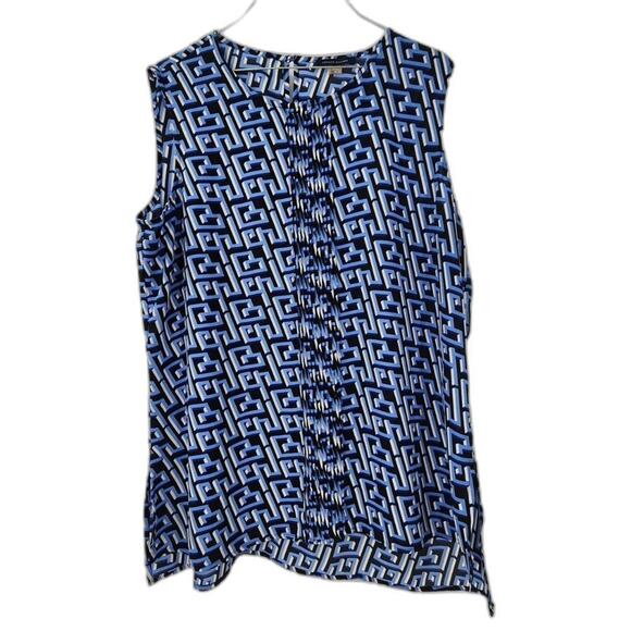 TOMMY HILFIGER Sleeveless Blouse Womens Size XL Extra Large Geometric - Picture 1 of 3